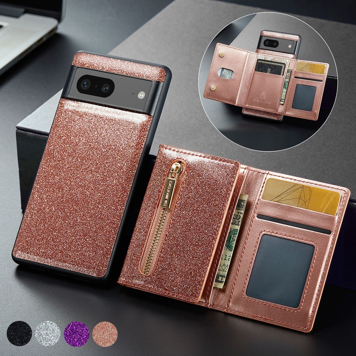Luxury Magnetic Leather Card Holder Phone Case – Shockproof, Stand & Magnetic Suction for iPhone