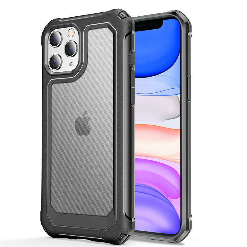 Carbon Fiber Transparent Shockproof Case – Anti-Drop TPU+PC Protective Cover