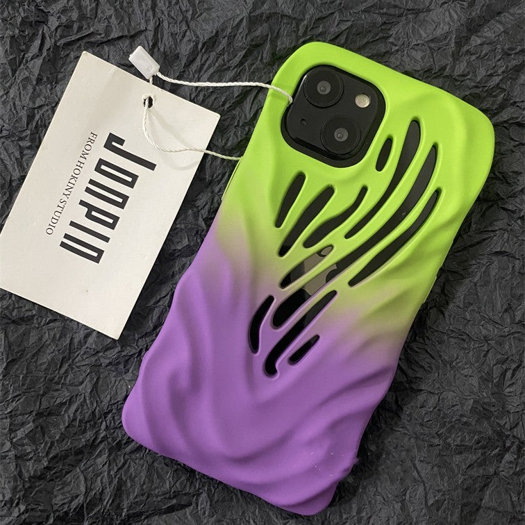 Wavy Cartoon Cute iPhone Case – Soft Rubber Anti-Drop Protective Cover with Heat Dissipation Design