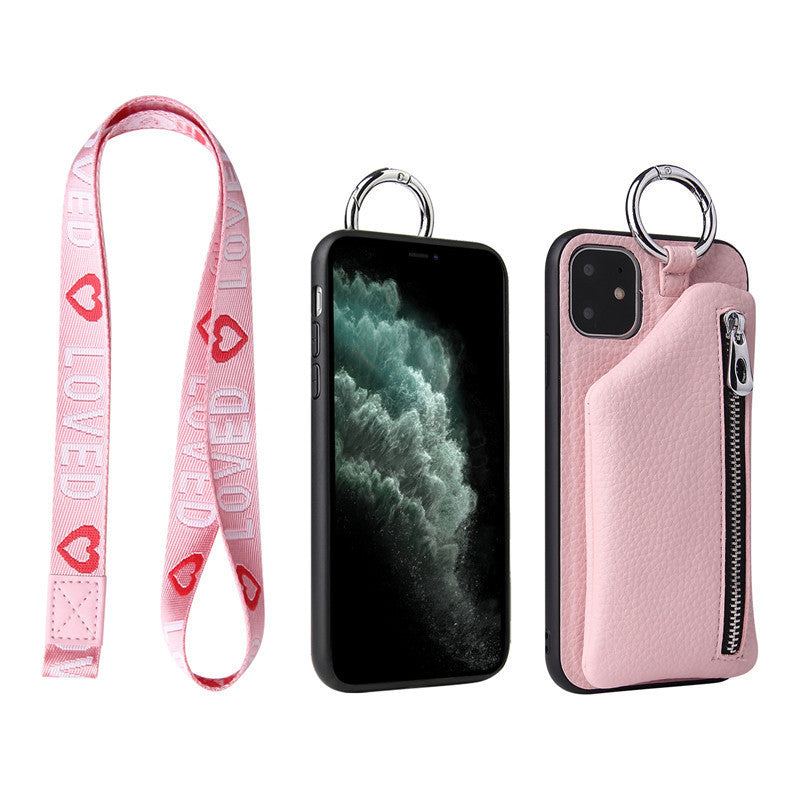 Leather Strap Cord Coin Purse Phone Case