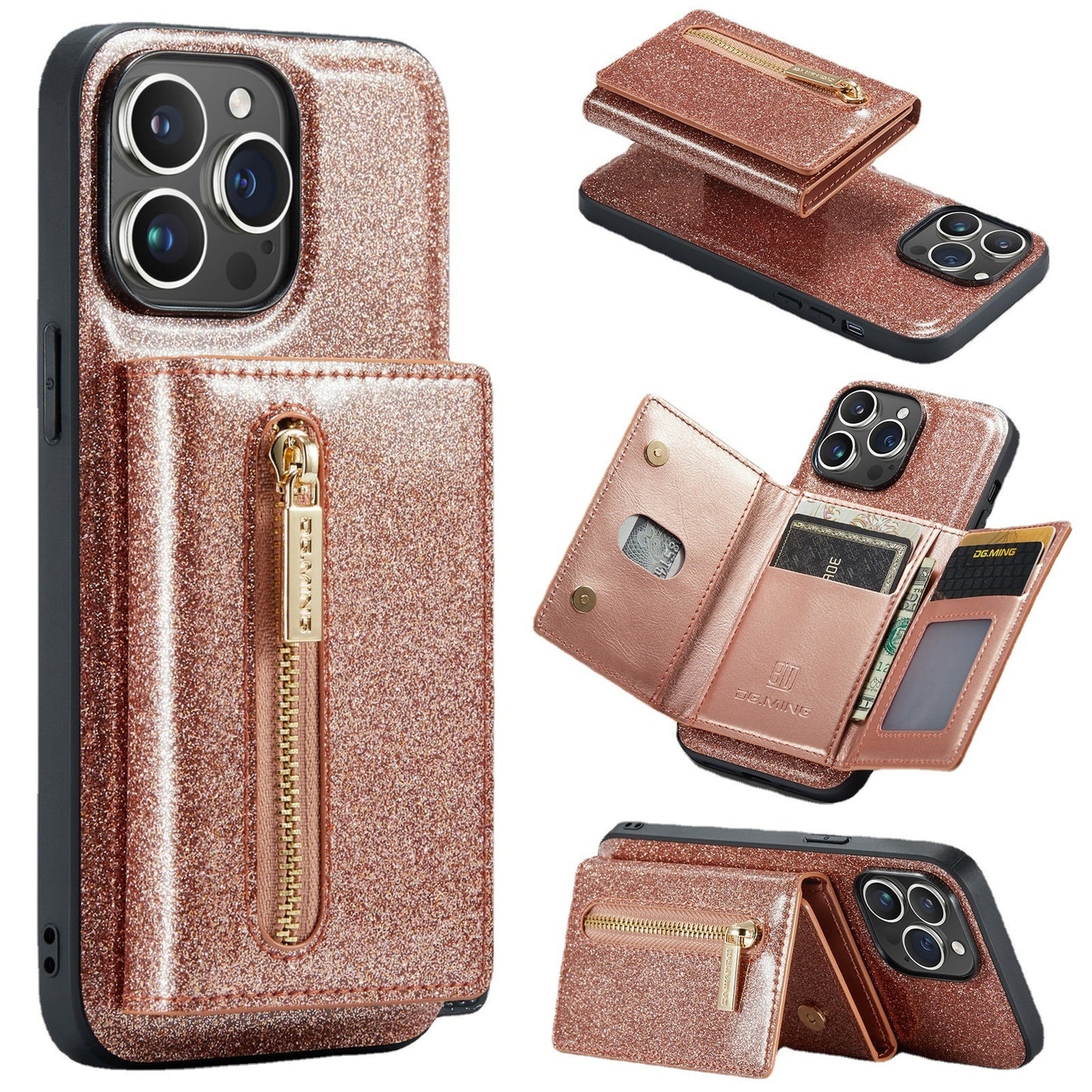 Luxury Magnetic Leather Card Holder Phone Case – Shockproof, Stand & Magnetic Suction for iPhone