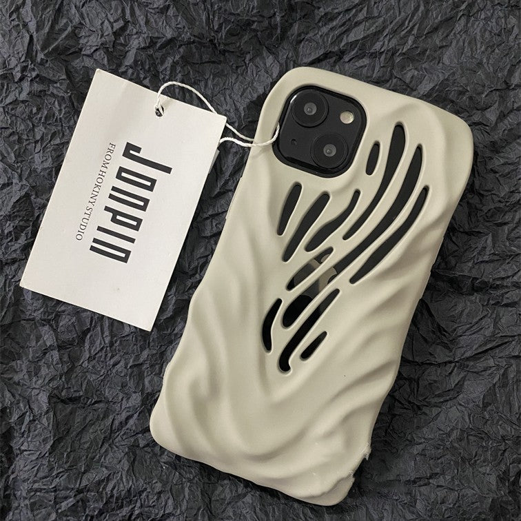 Wavy Cartoon Cute iPhone Case – Soft Rubber Anti-Drop Protective Cover with Heat Dissipation Design
