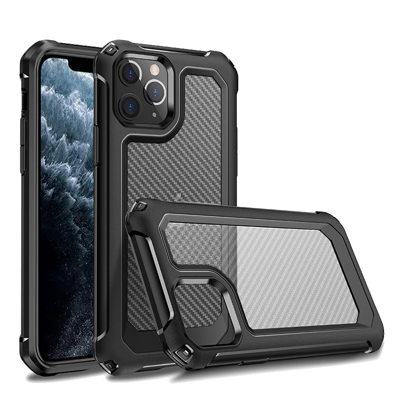 Carbon Fiber Transparent Shockproof Case – Anti-Drop TPU+PC Protective Cover
