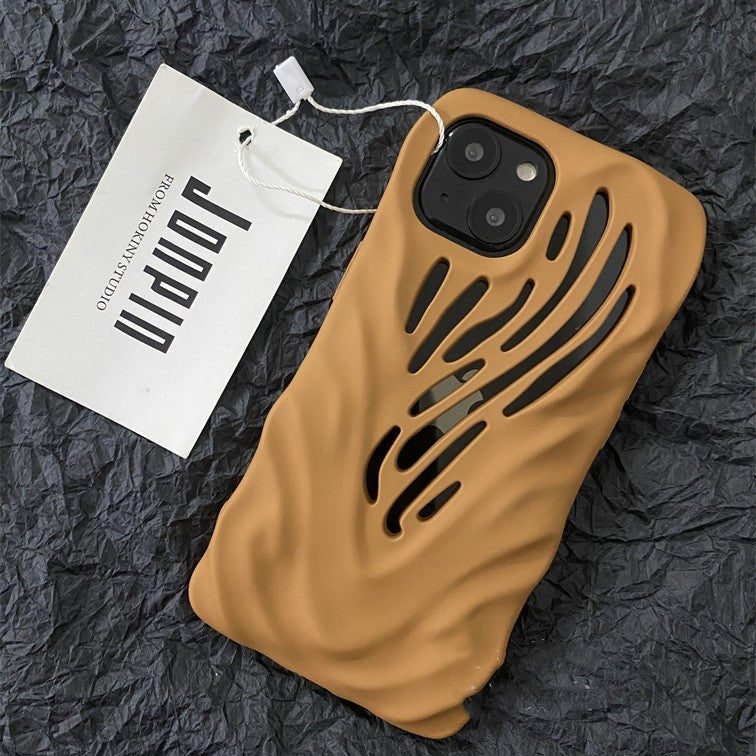 Wavy Cartoon Cute iPhone Case – Soft Rubber Anti-Drop Protective Cover with Heat Dissipation Design