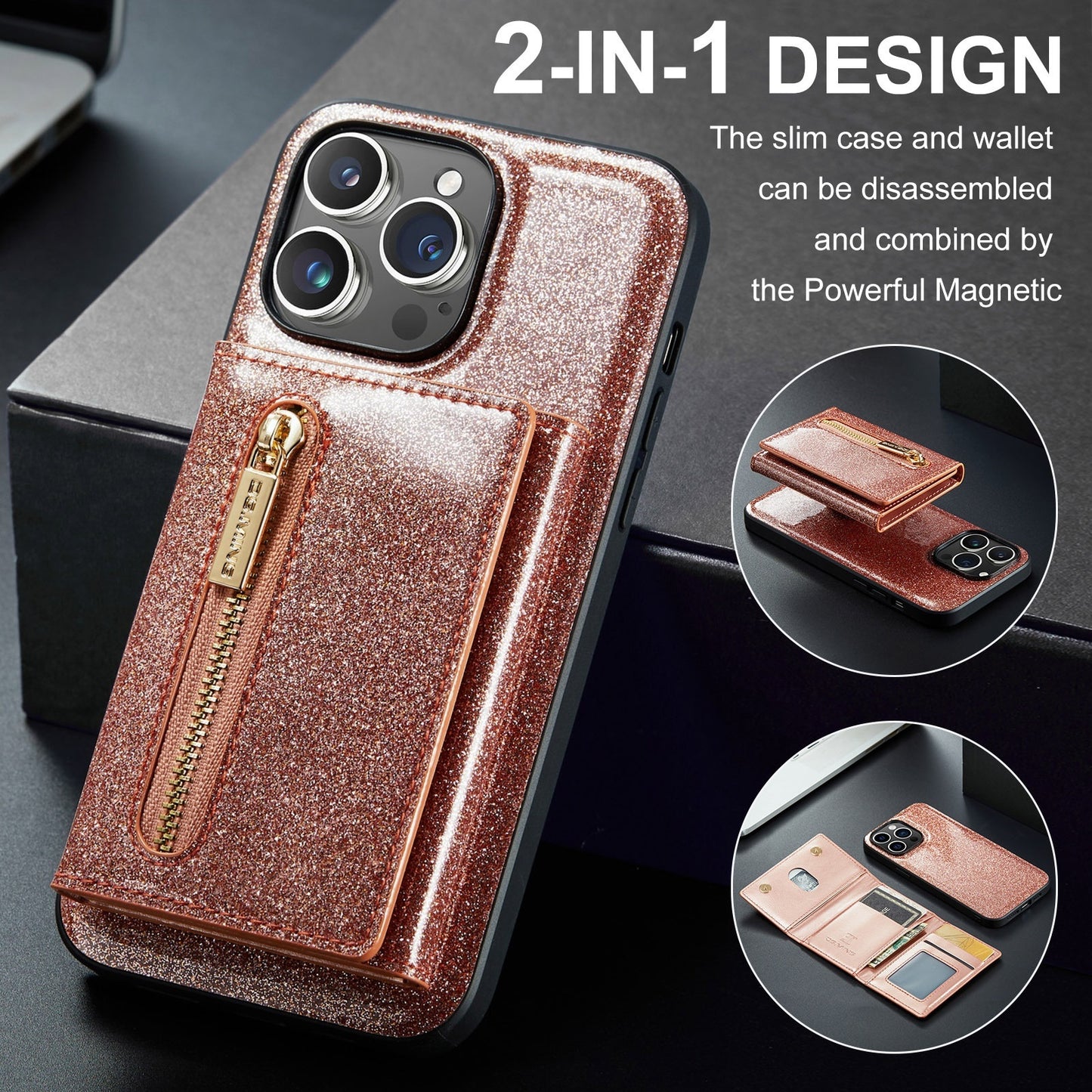 Luxury Magnetic Leather Card Holder Phone Case – Shockproof, Stand & Magnetic Suction for iPhone