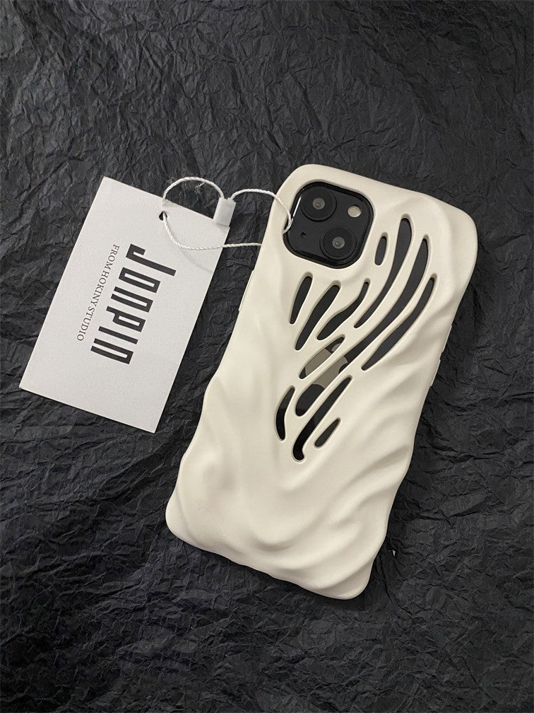 Wavy Cartoon Cute iPhone Case – Soft Rubber Anti-Drop Protective Cover with Heat Dissipation Design