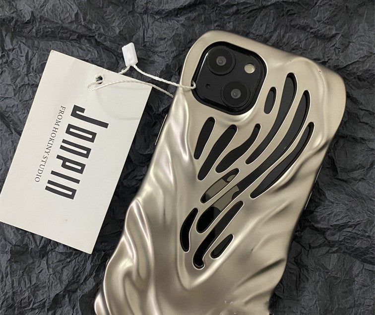 Wavy Cartoon Cute iPhone Case – Soft Rubber Anti-Drop Protective Cover with Heat Dissipation Design