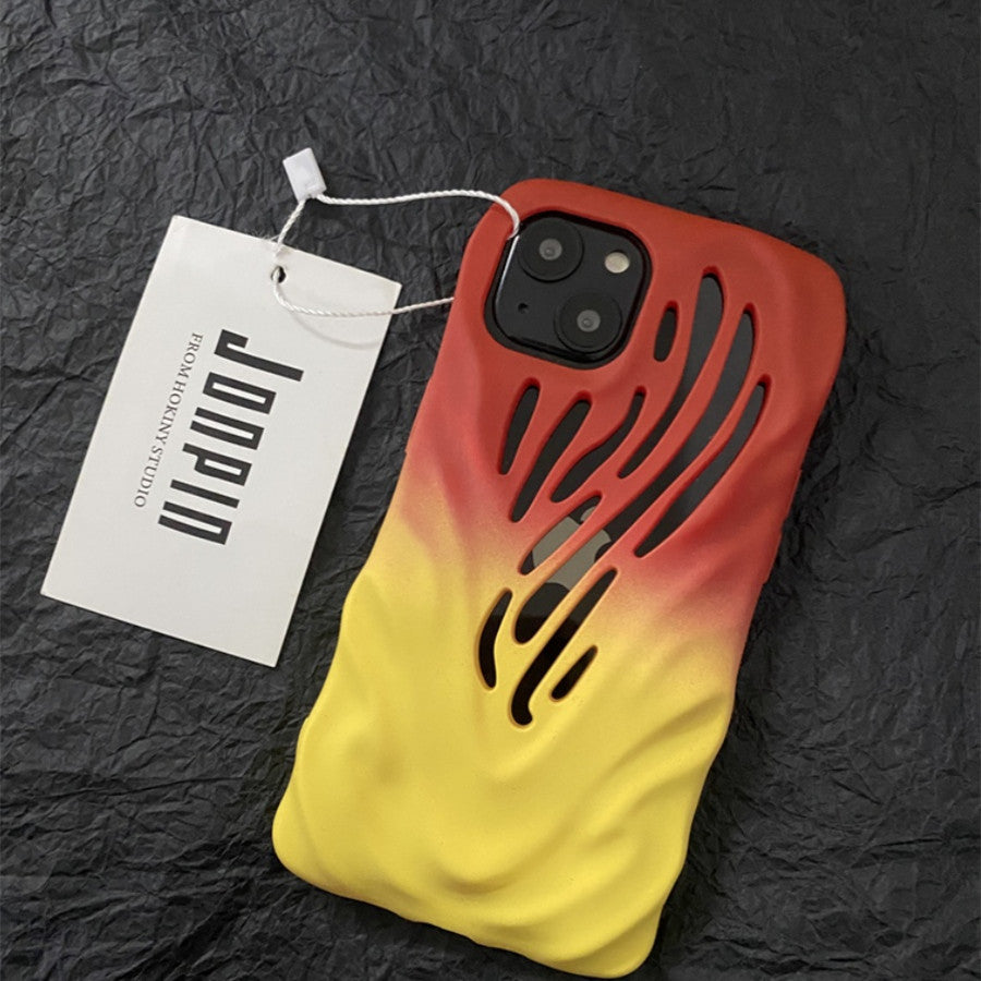 Wavy Cartoon Cute iPhone Case – Soft Rubber Anti-Drop Protective Cover with Heat Dissipation Design