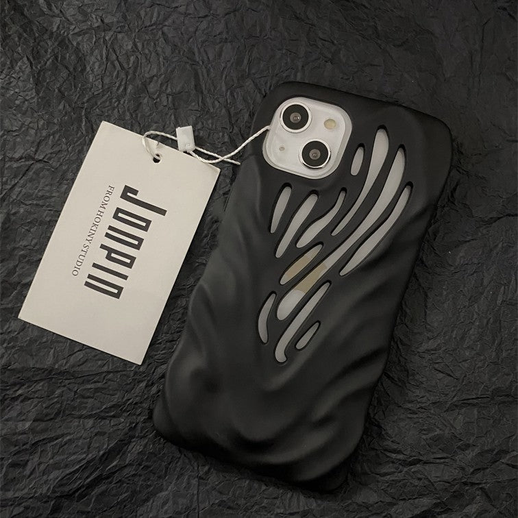 Wavy Cartoon Cute iPhone Case – Soft Rubber Anti-Drop Protective Cover with Heat Dissipation Design