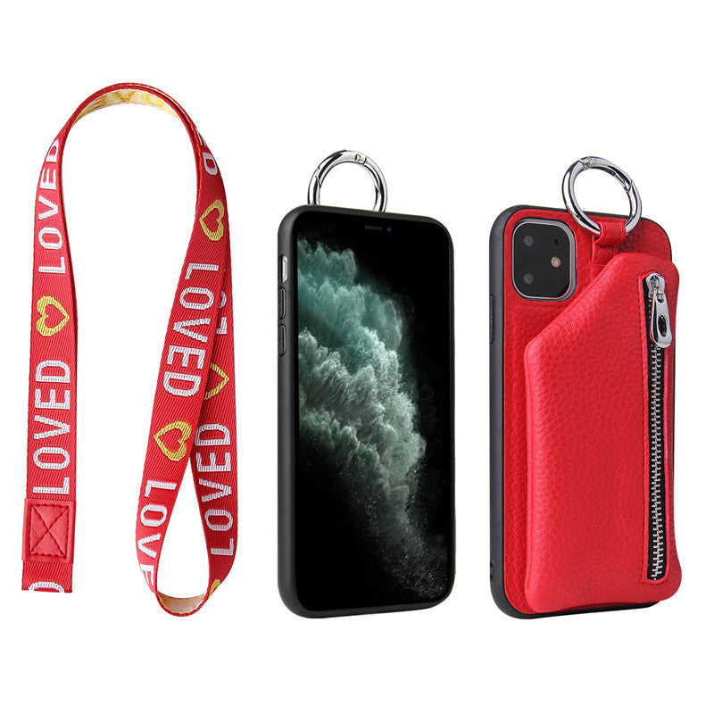 Leather Strap Cord Coin Purse Phone Case