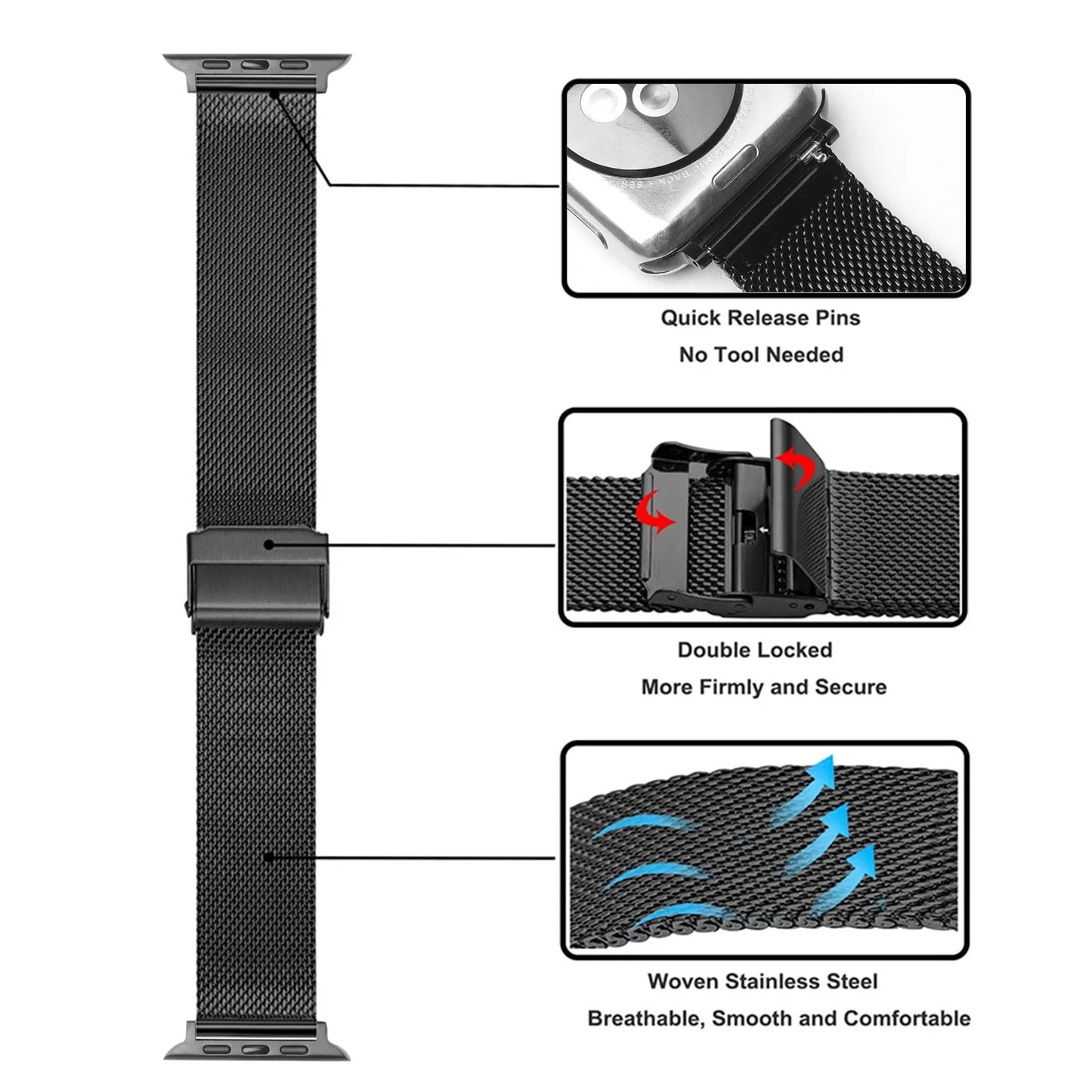 Metal Milanese Strap Band for Apple Watch