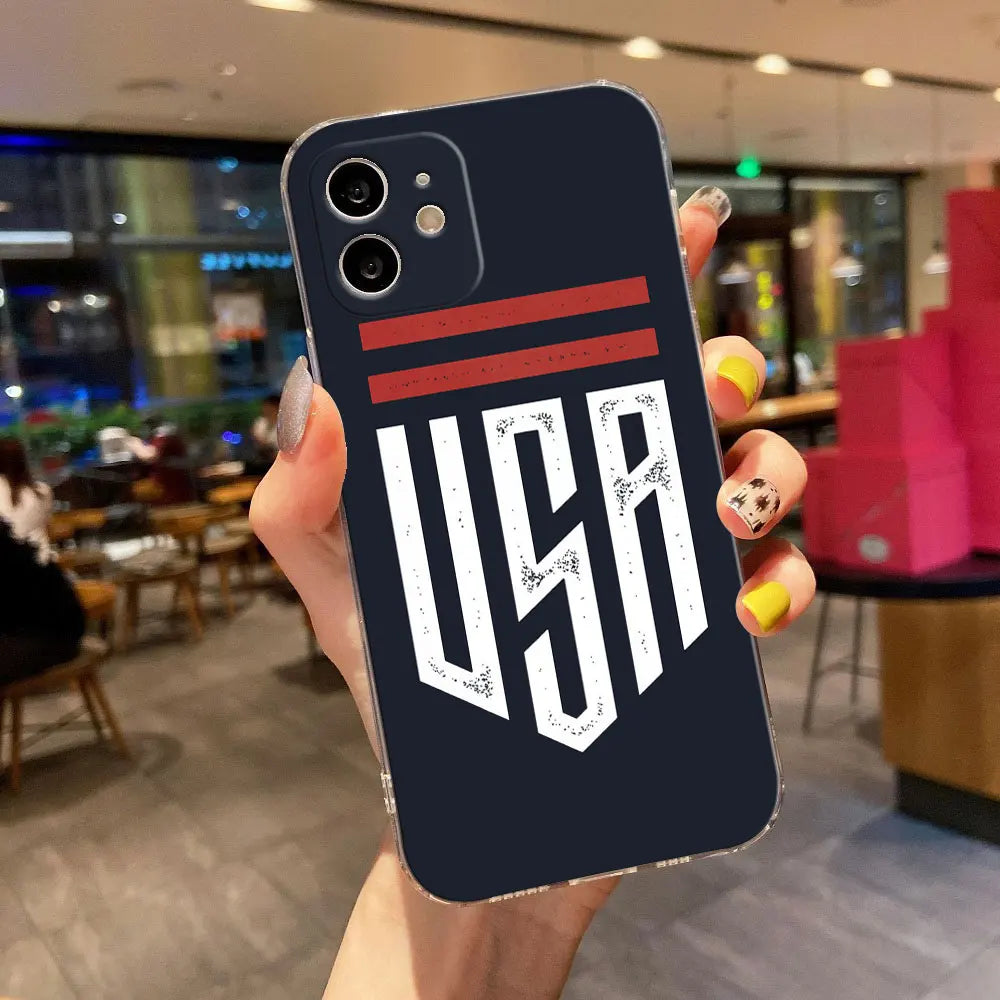 USA Flag Transparent Phone Case for iPhone 11 and below