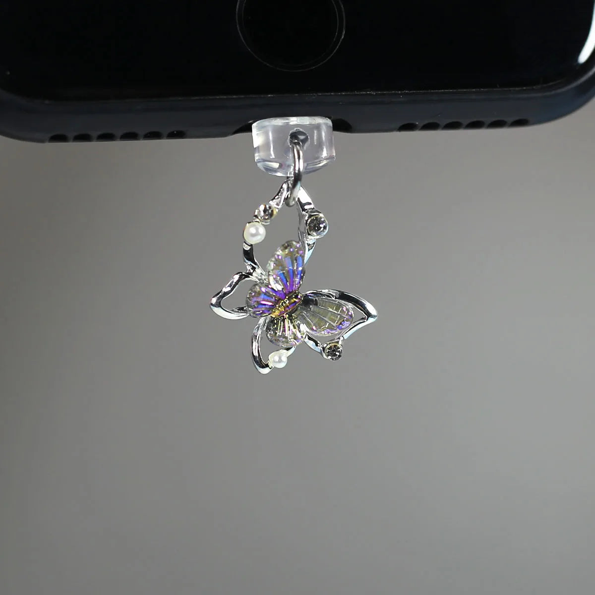 Butterfly Diamonds & Pearls Dust Plug for iPhone Type-C Port