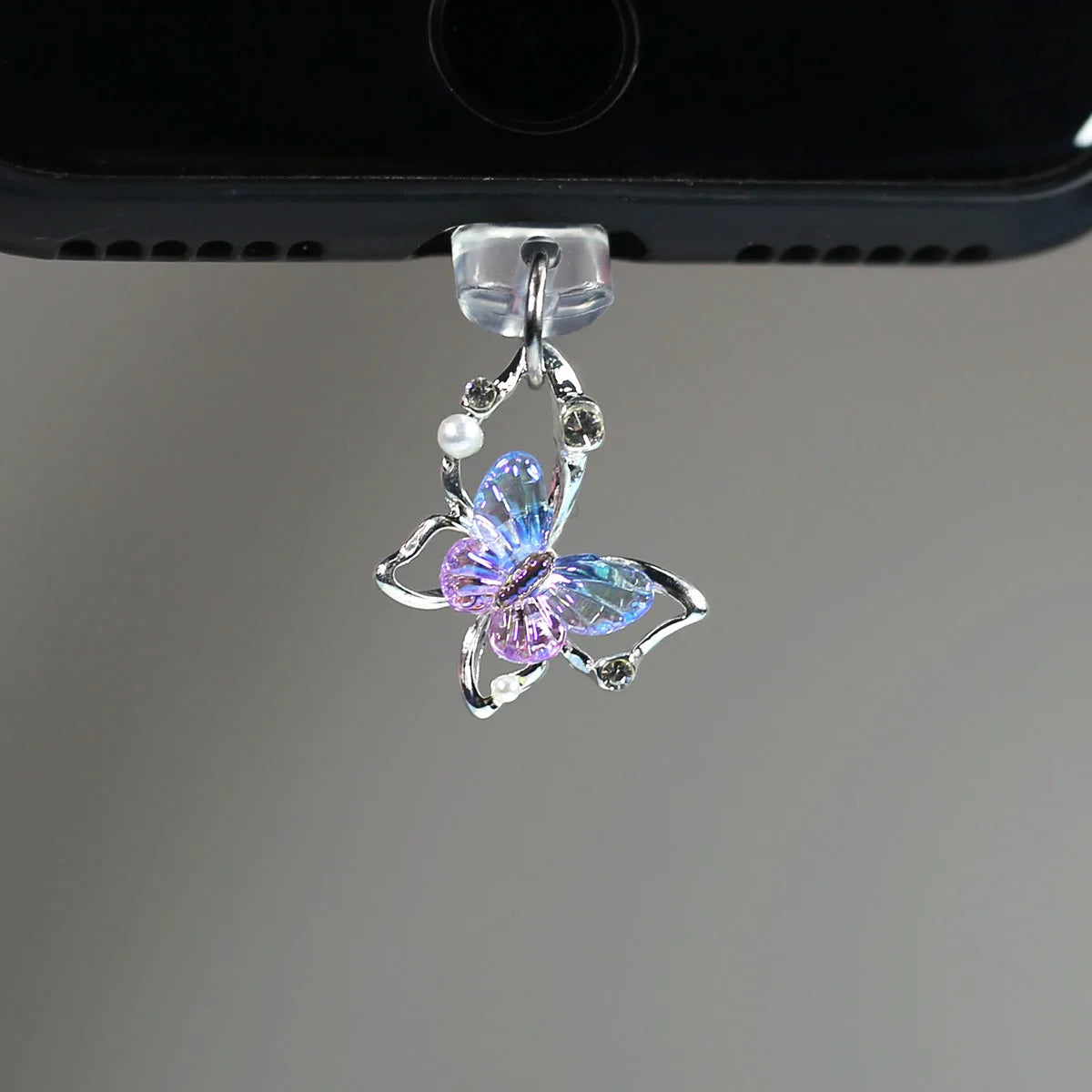 Butterfly Diamonds & Pearls Dust Plug for iPhone Type-C Port
