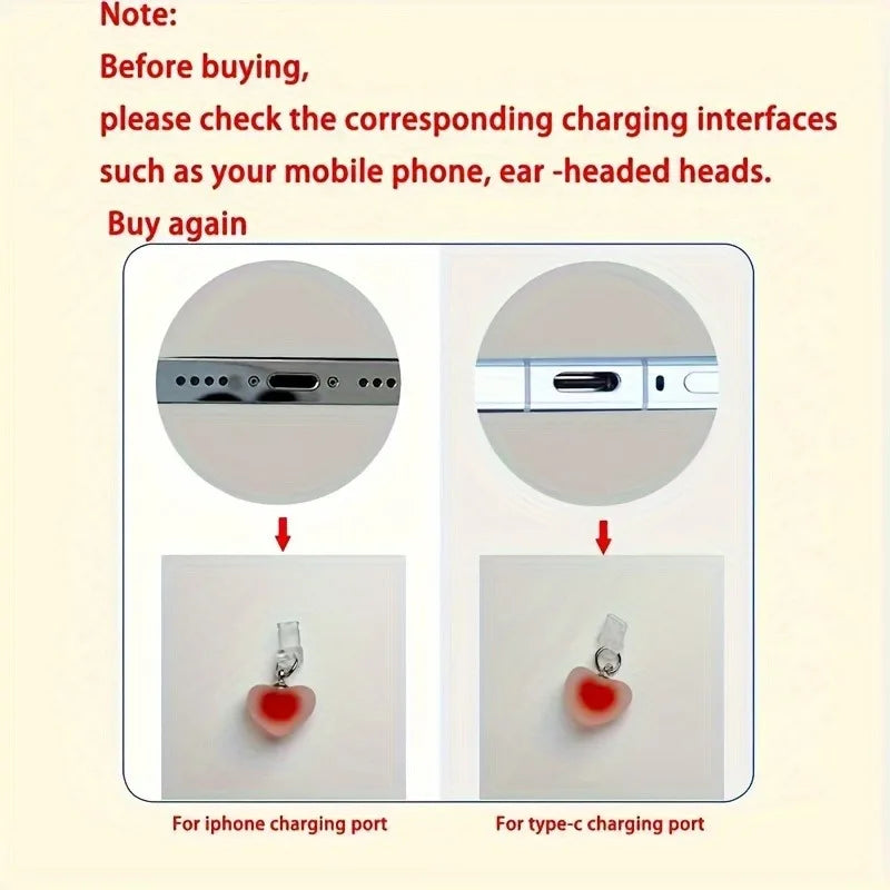 Universal Heart Dust Plug for iPhone Type-C and Android