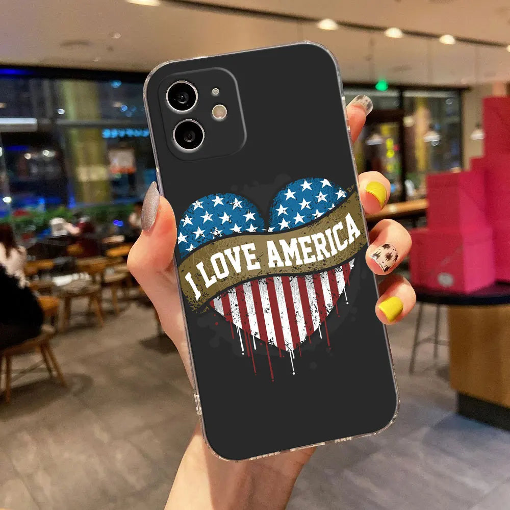 USA Flag Clear Phone Case for iPhone 12 - 13