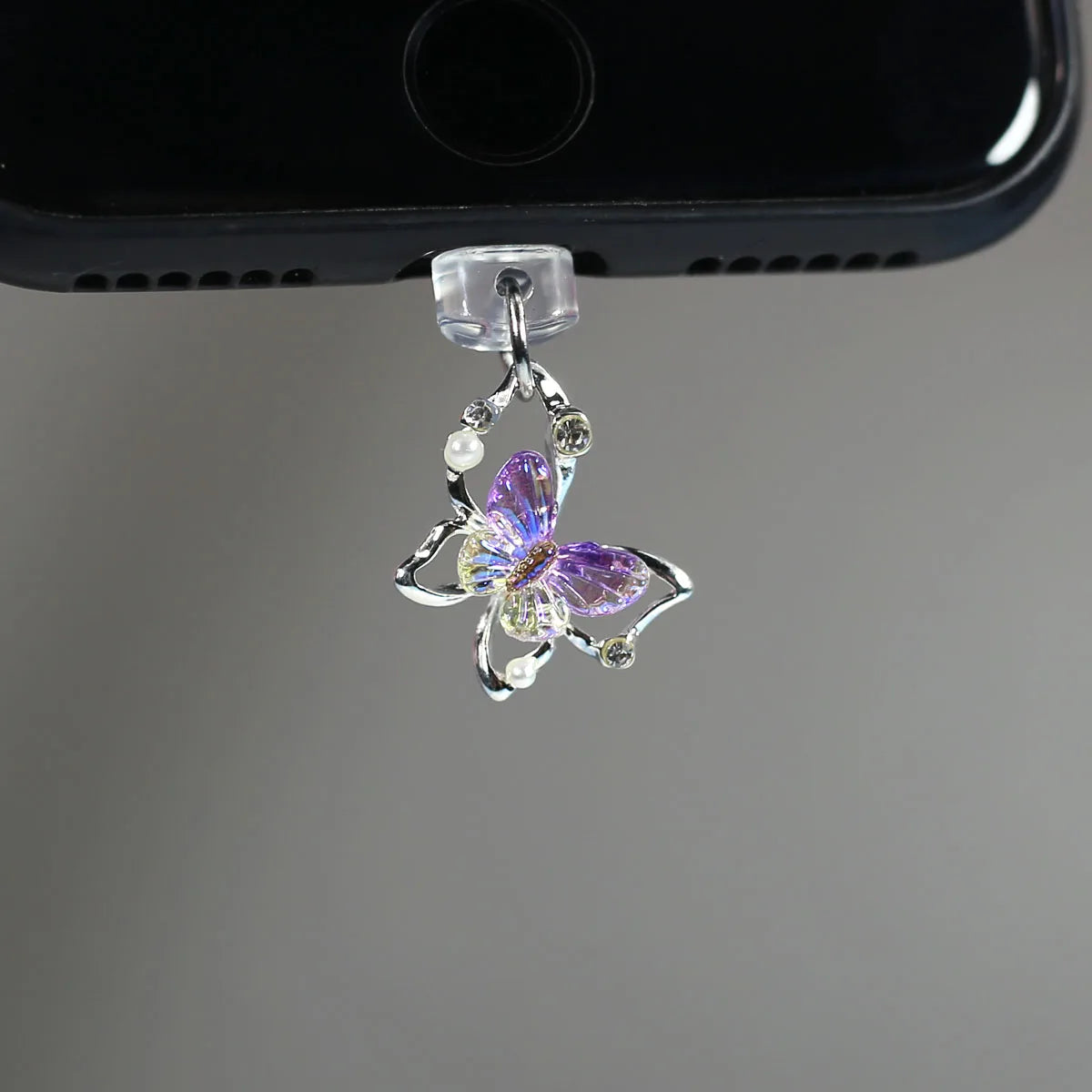 Butterfly Diamonds & Pearls Dust Plug for iPhone Type-C Port