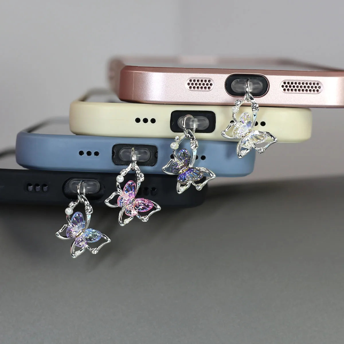 Butterfly Diamonds & Pearls Dust Plug for iPhone Type-C Port