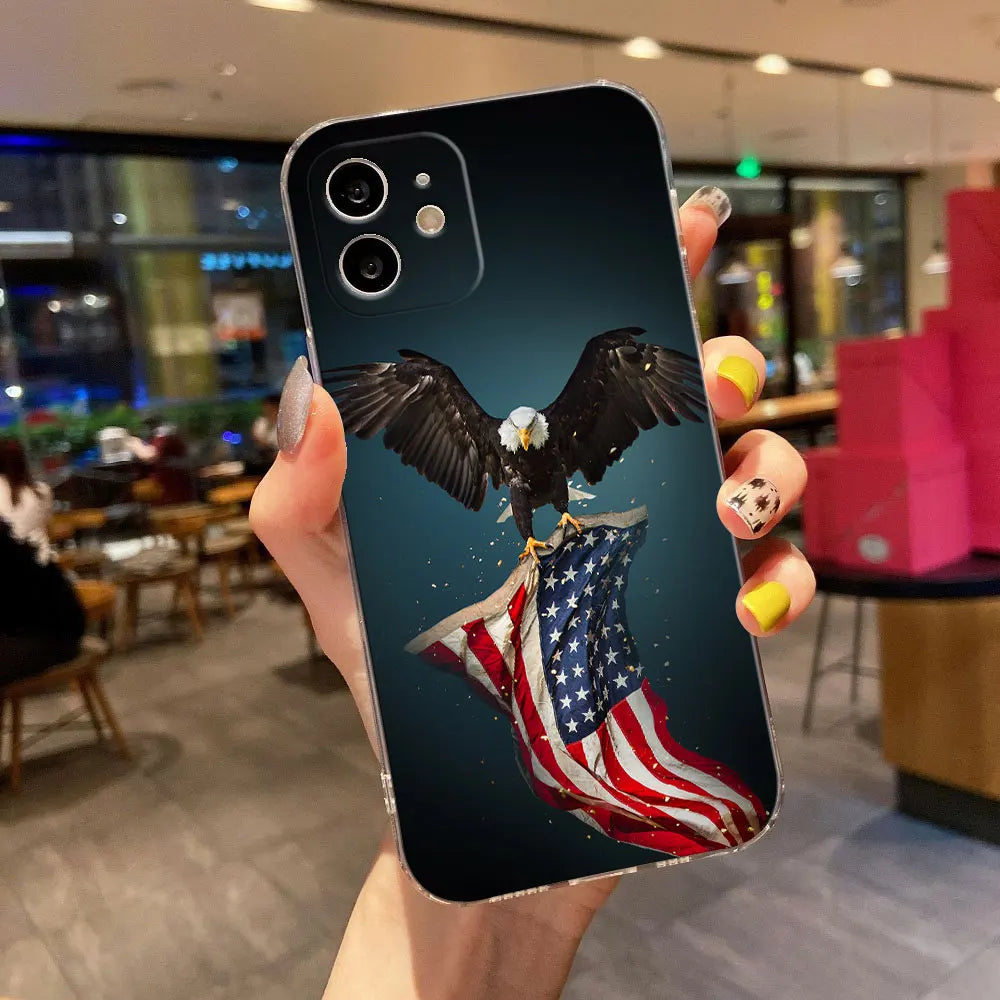 USA Flag Clear Phone Case for iPhone 15 & 14