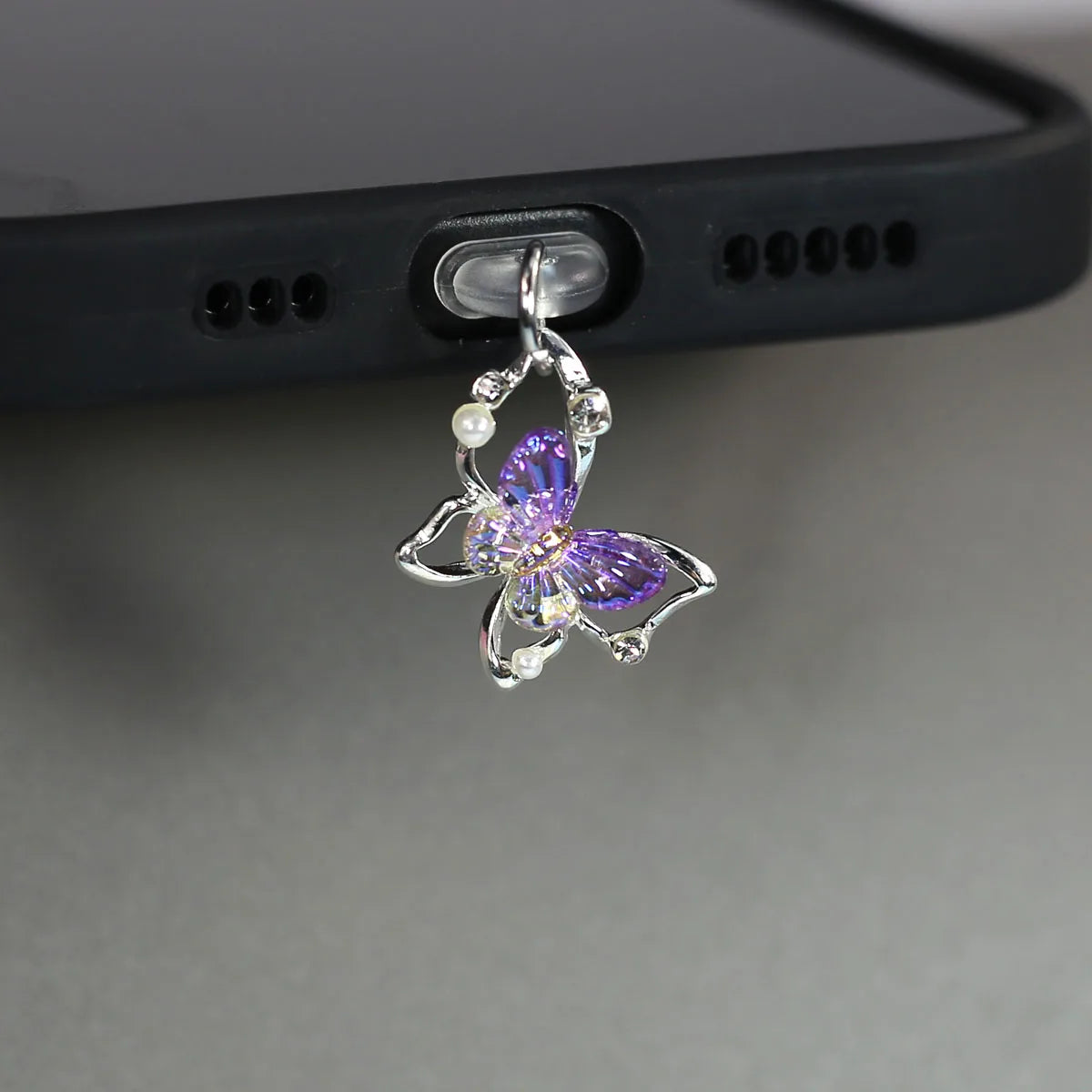 Butterfly Diamonds & Pearls Dust Plug for iPhone Type-C Port