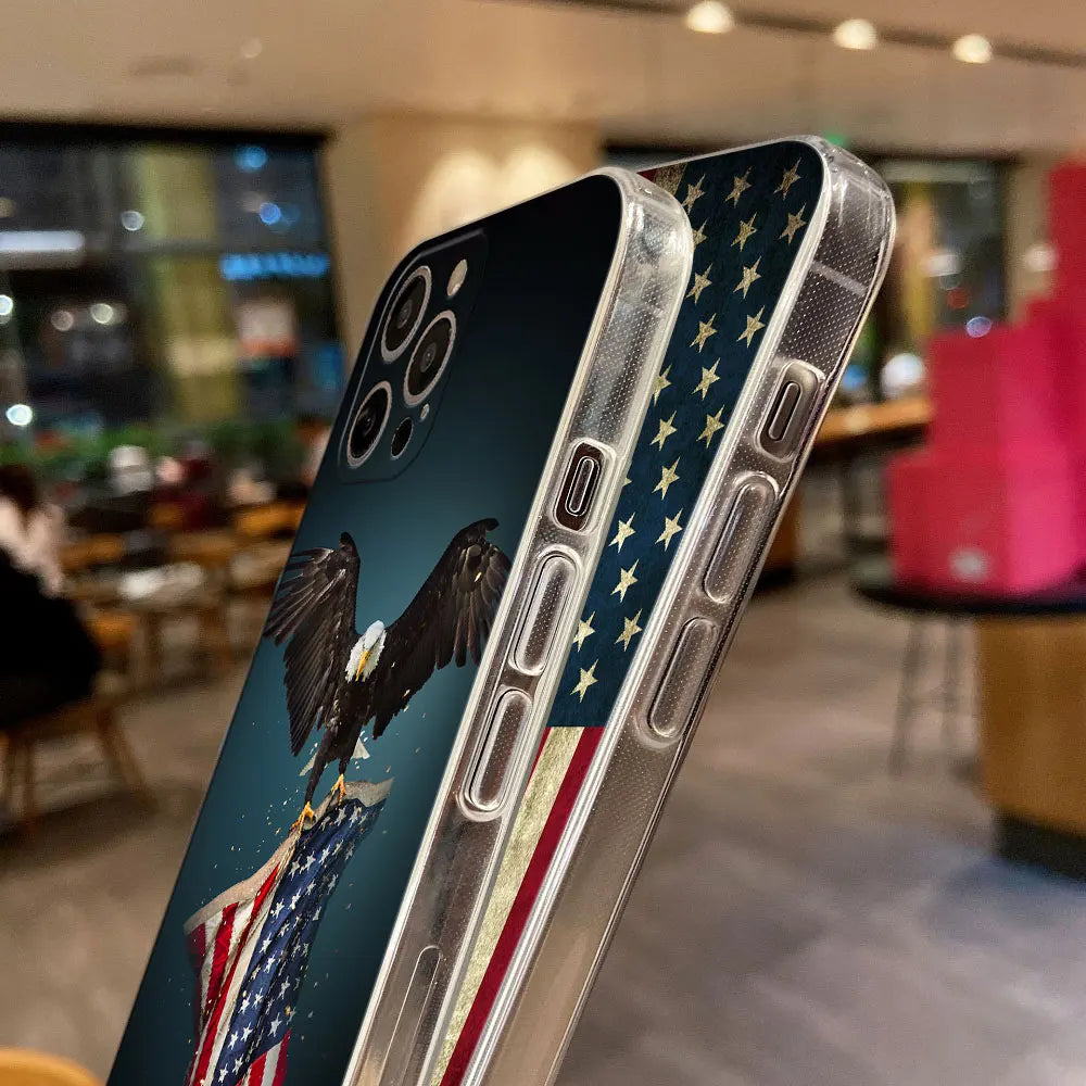 USA Flag Clear Phone Case for iPhone 15 & 14