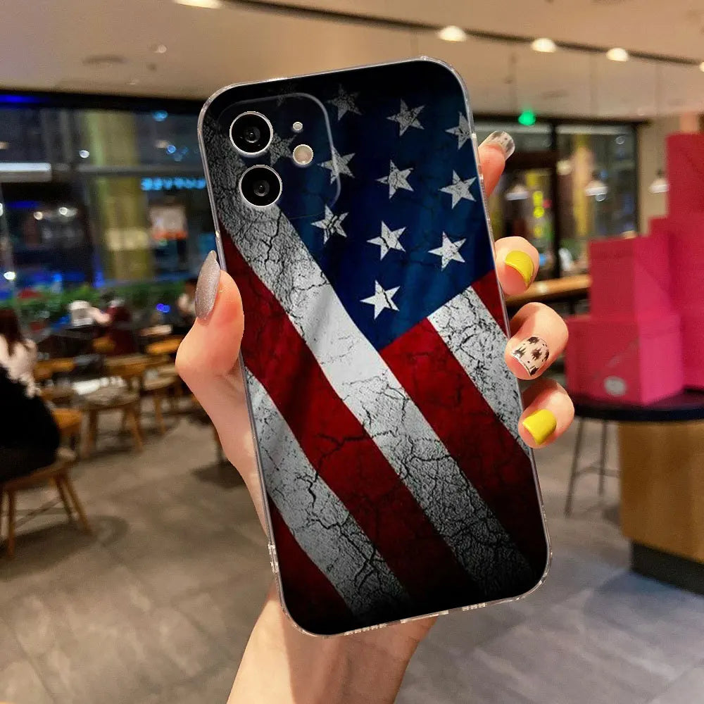 USA Flag Clear Phone Case for iPhone 12 - 13