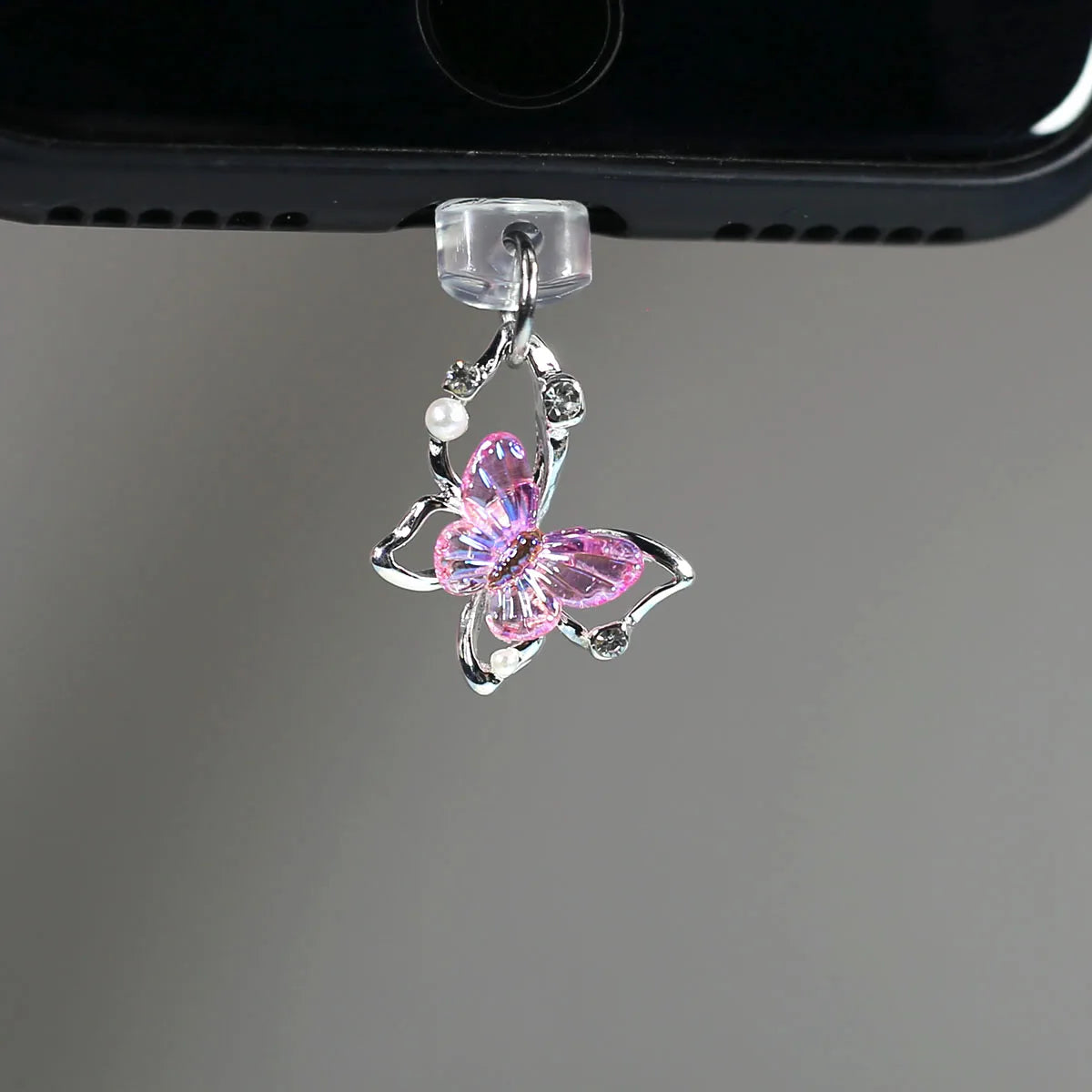 Butterfly Diamonds & Pearls Dust Plug for iPhone Type-C Port