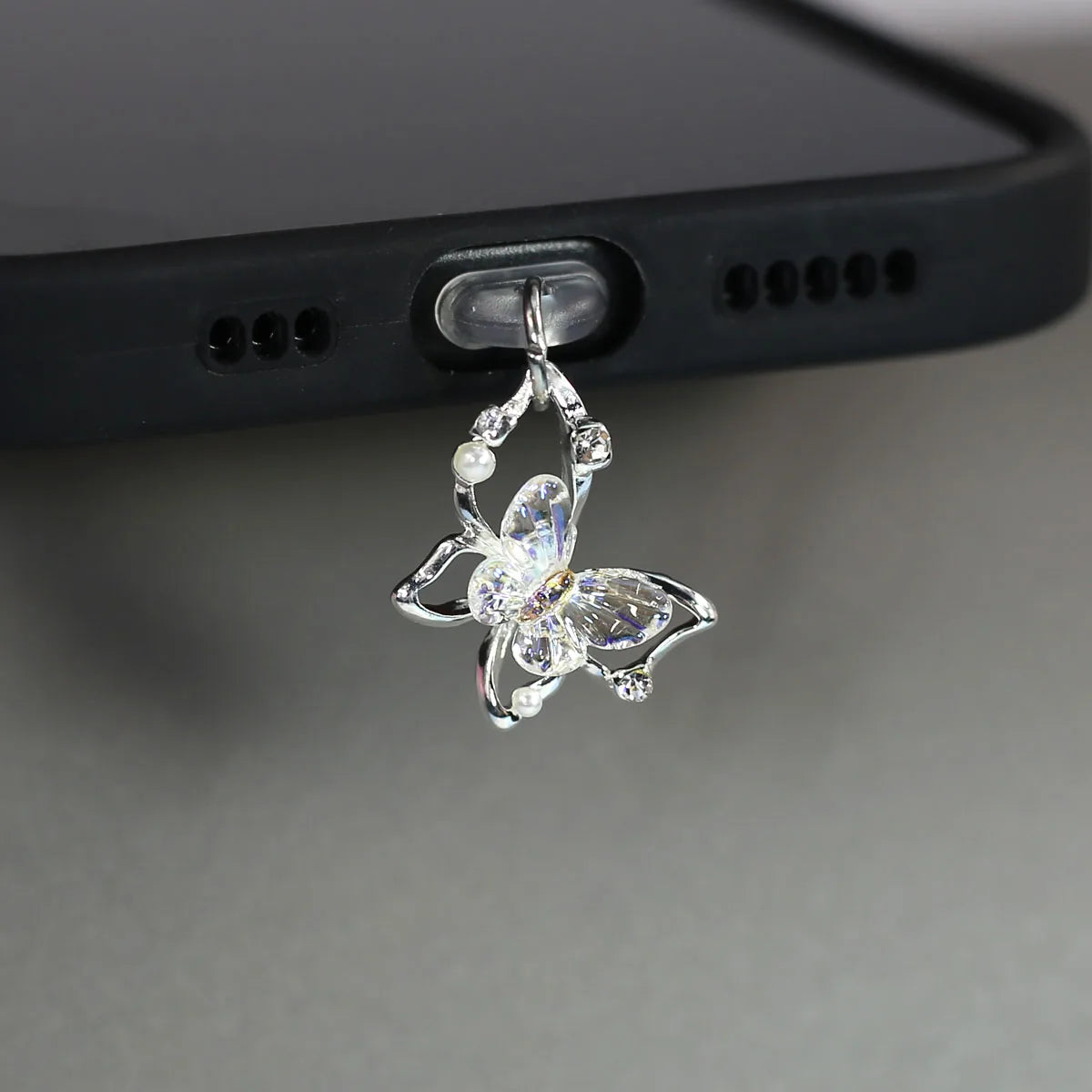 Butterfly Diamonds & Pearls Dust Plug for iPhone Type-C Port
