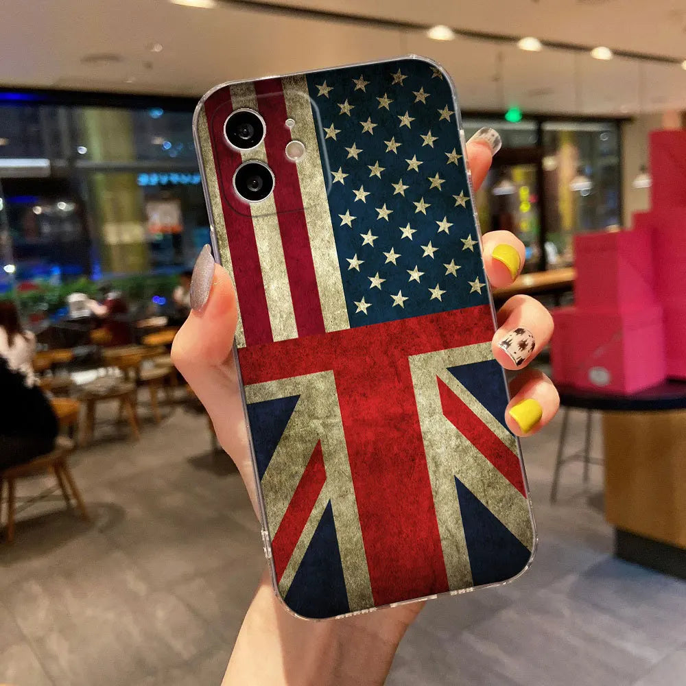 USA Flag Clear Phone Case for iPhone 15 & 14