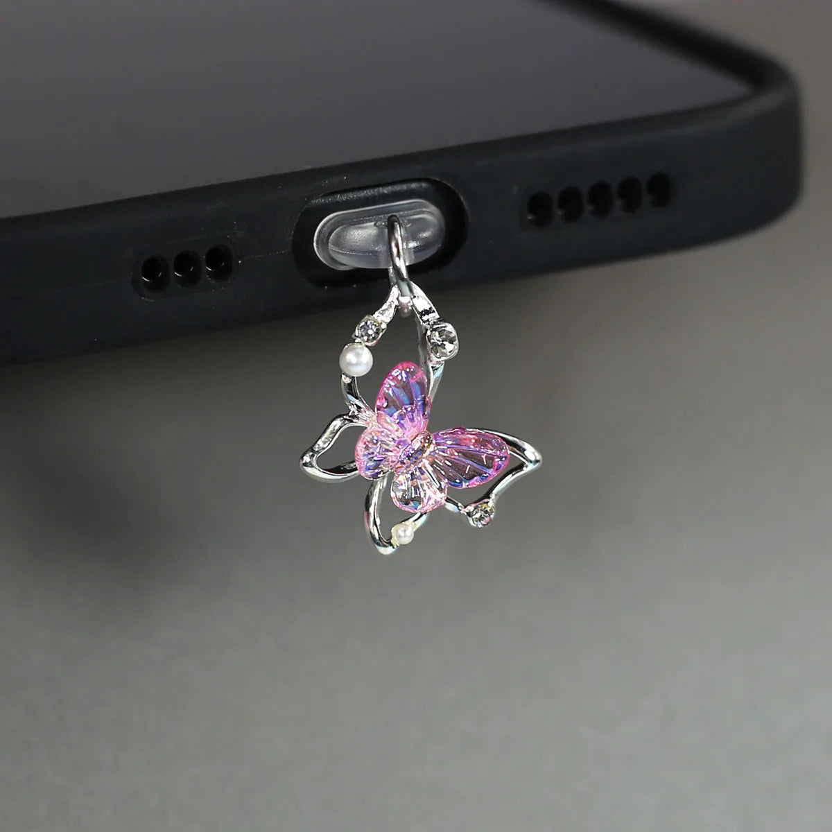 Butterfly Diamonds & Pearls Dust Plug for iPhone Type-C Port