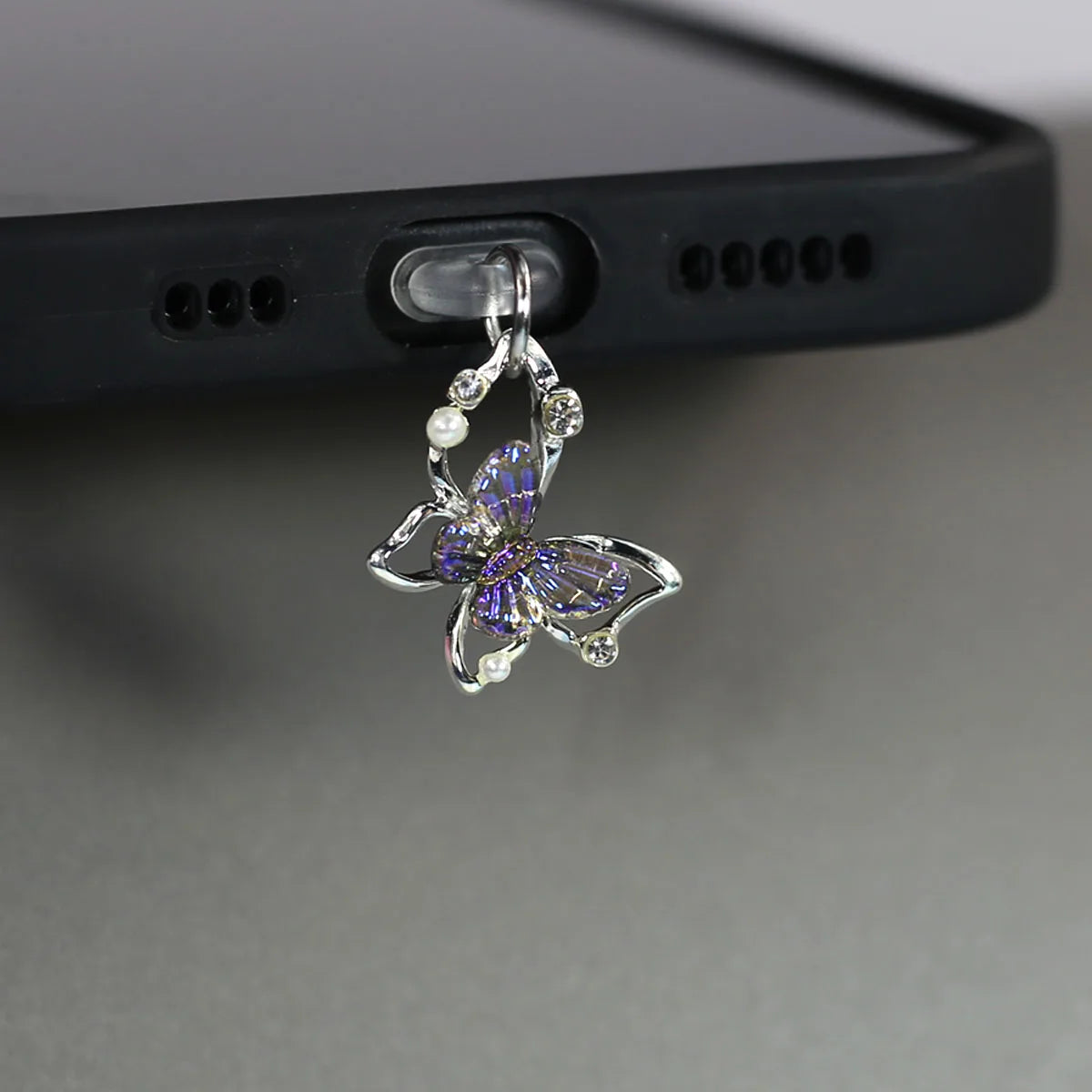 Butterfly Diamonds & Pearls Dust Plug for iPhone Type-C Port