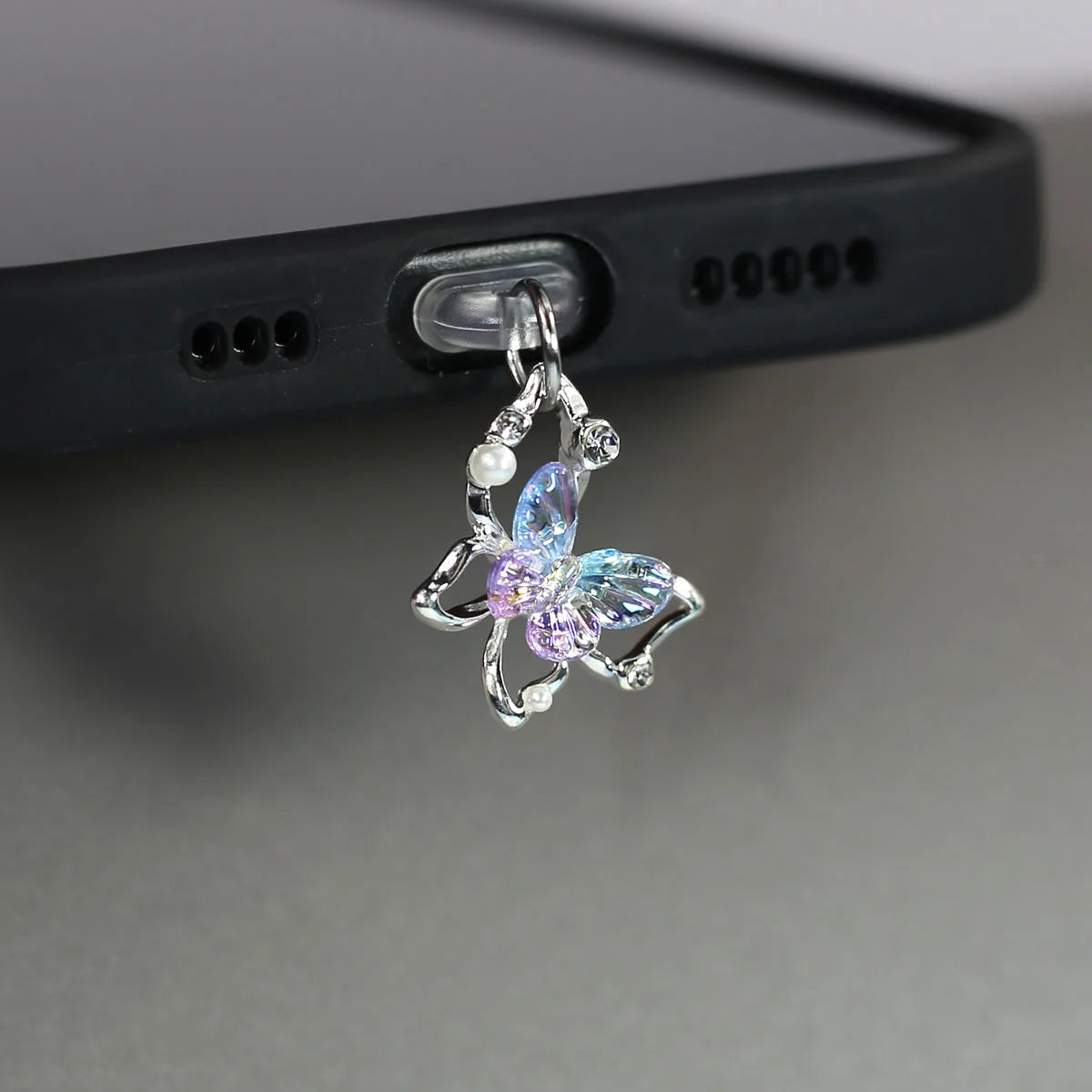 Butterfly Diamonds & Pearls Dust Plug for iPhone Type-C Port