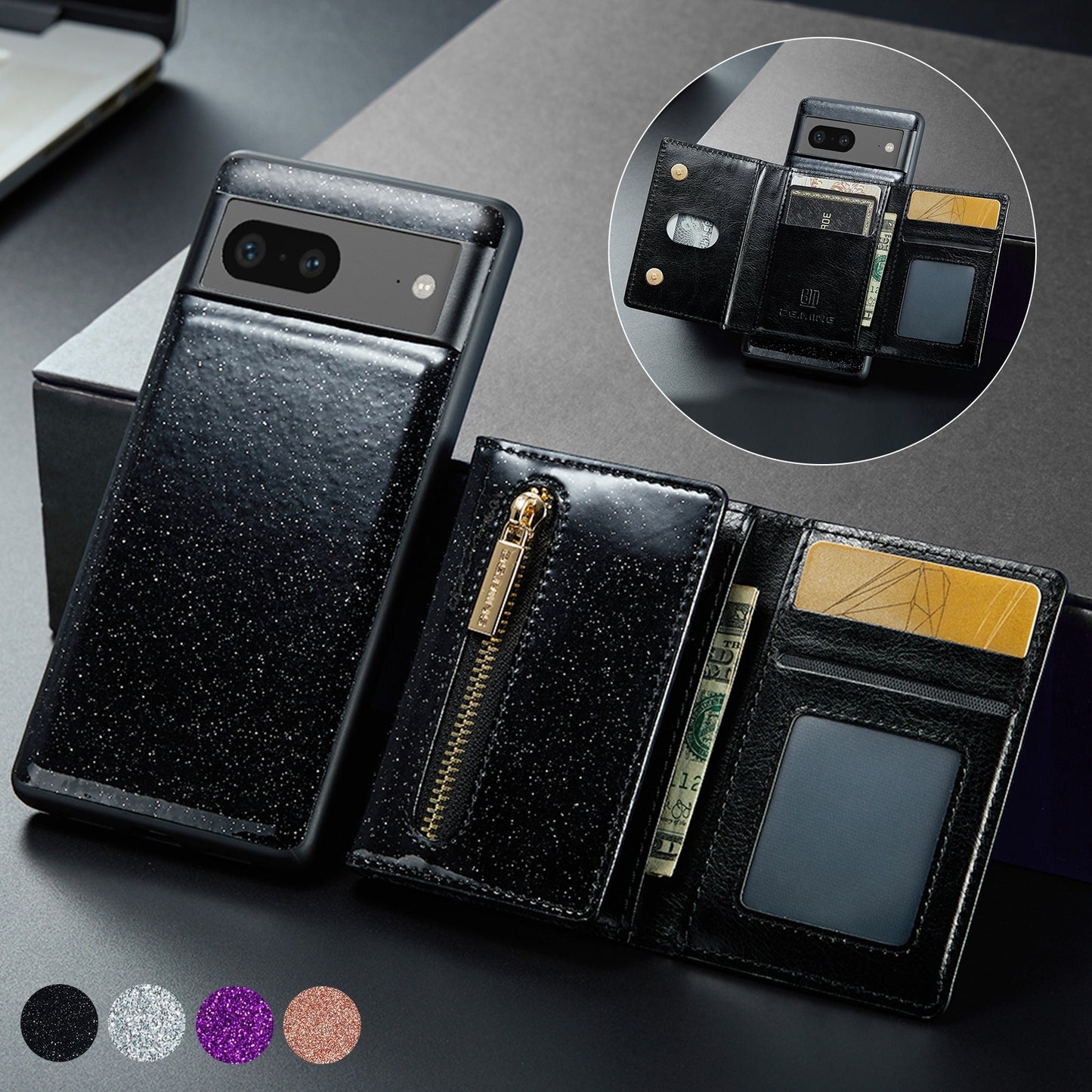 Luxury Magnetic Leather Card Holder Phone Case – Shockproof, Stand & Magnetic Suction for iPhone