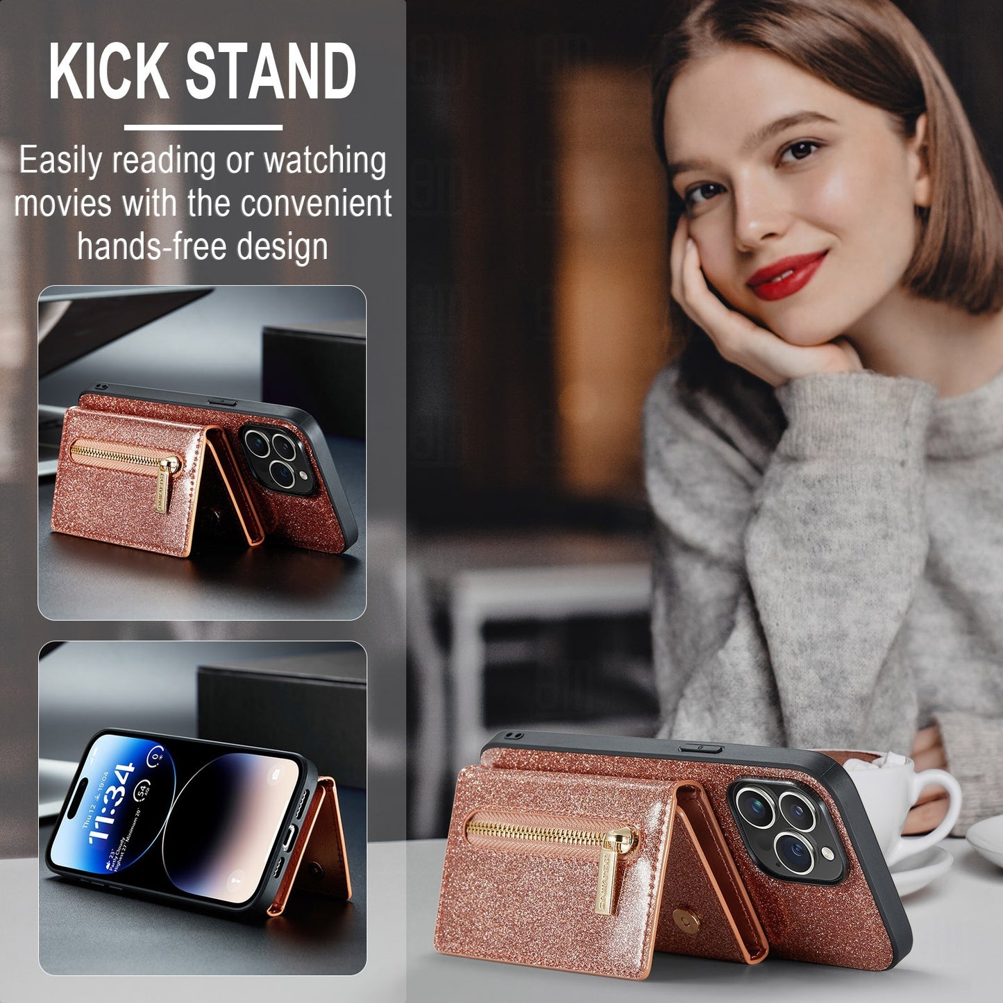 Luxury Magnetic Leather Card Holder Phone Case – Shockproof, Stand & Magnetic Suction for iPhone