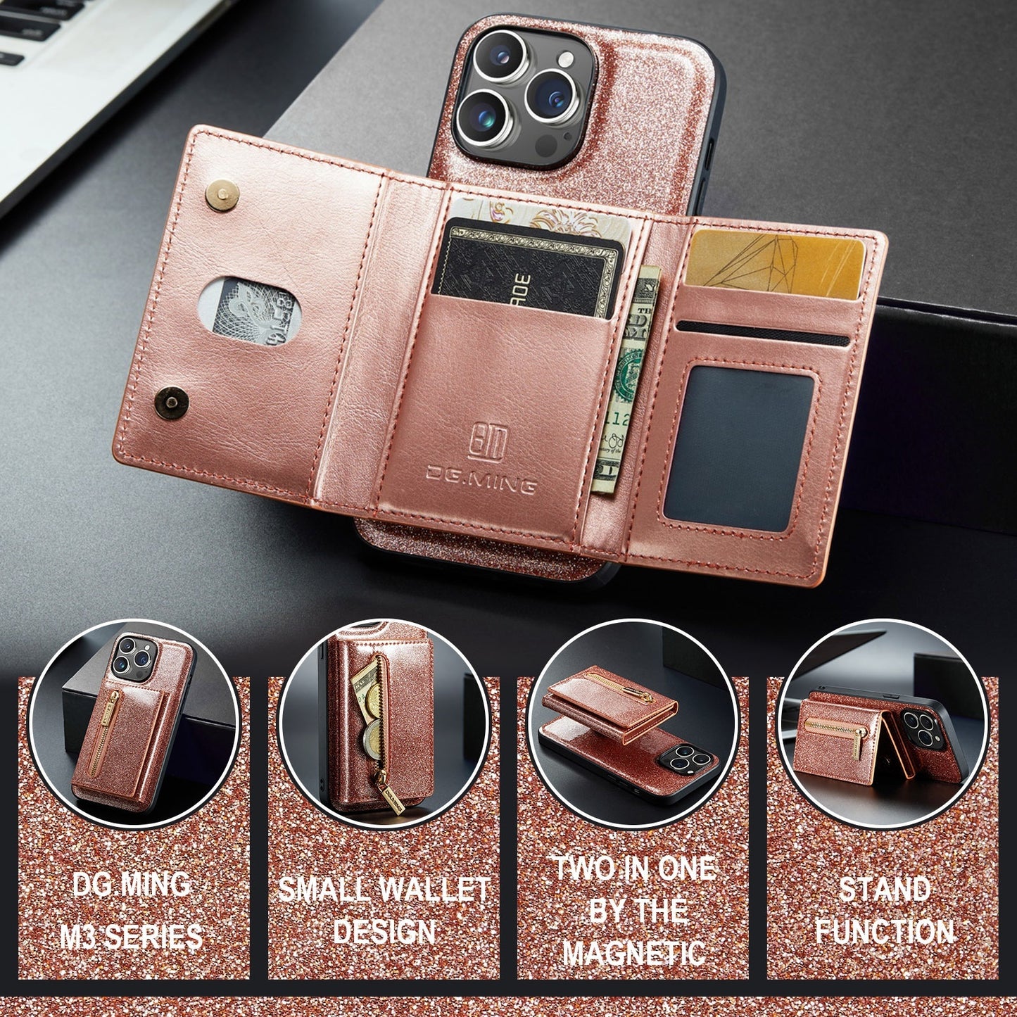 Luxury Magnetic Leather Card Holder Phone Case – Shockproof, Stand & Magnetic Suction for iPhone