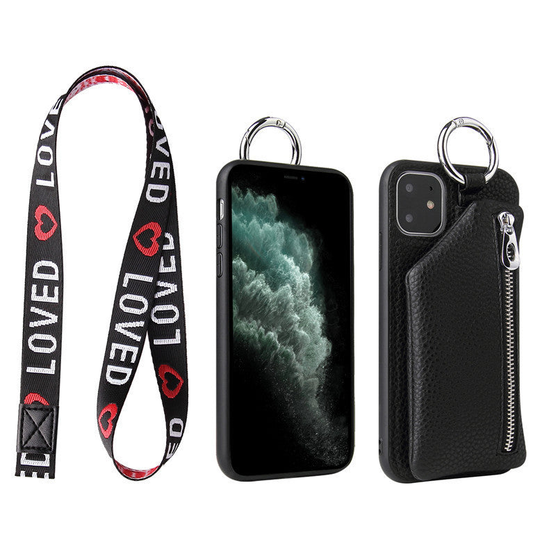 Leather Strap Cord Coin Purse Phone Case