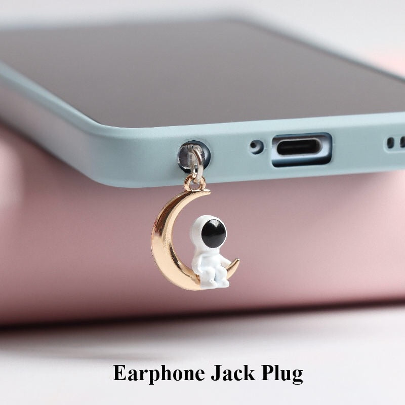 Astronaut on Star and Moon Dust Plug Anti Dust Plug Usb Type C Plug For iPhone