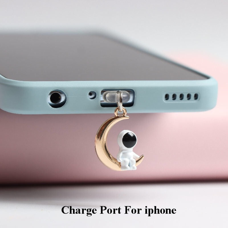 Astronaut on Star and Moon Dust Plug Anti Dust Plug Usb Type C Plug For iPhone