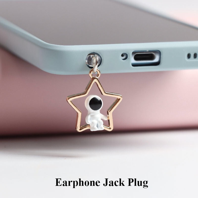 Astronaut on Star and Moon Dust Plug Anti Dust Plug Usb Type C Plug For iPhone