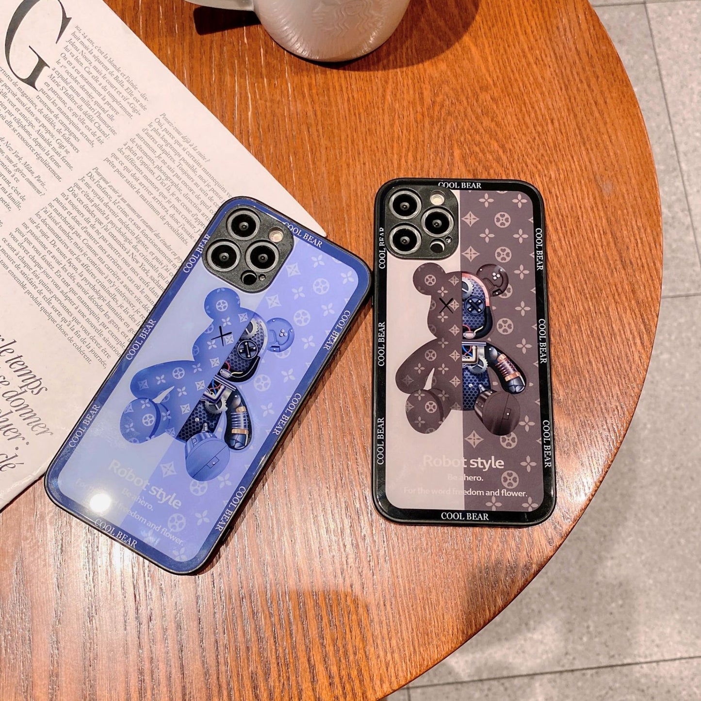 Luxury Bear Phone Cases with Mini Camera Lens Cover Case for iPhone