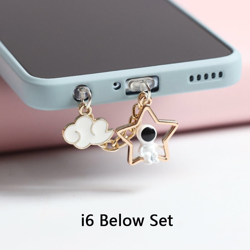 Astronaut on Star and Moon Dust Plug Anti Dust Plug Usb Type C Plug For iPhone