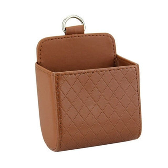 KISSCASE Chic PU Leather Air Vent Outlet Storage Bag Box Mobile Phone Case Under 6“ Inch Universal Hanging Box Car Accessories freeshipping - Best iPhone Cases Accessories