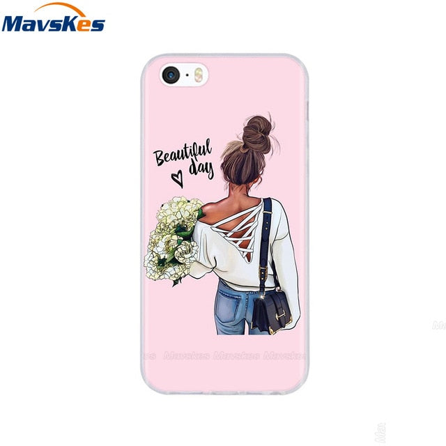 Silicone Phone Case for iPhone 5s Cases for iPhone 7 8 Cover Soft Print Cartoon Tpu Back Cover for Iphone 8 se 5 5s Pop Shell freeshipping - Best iPhone Cases Accessories