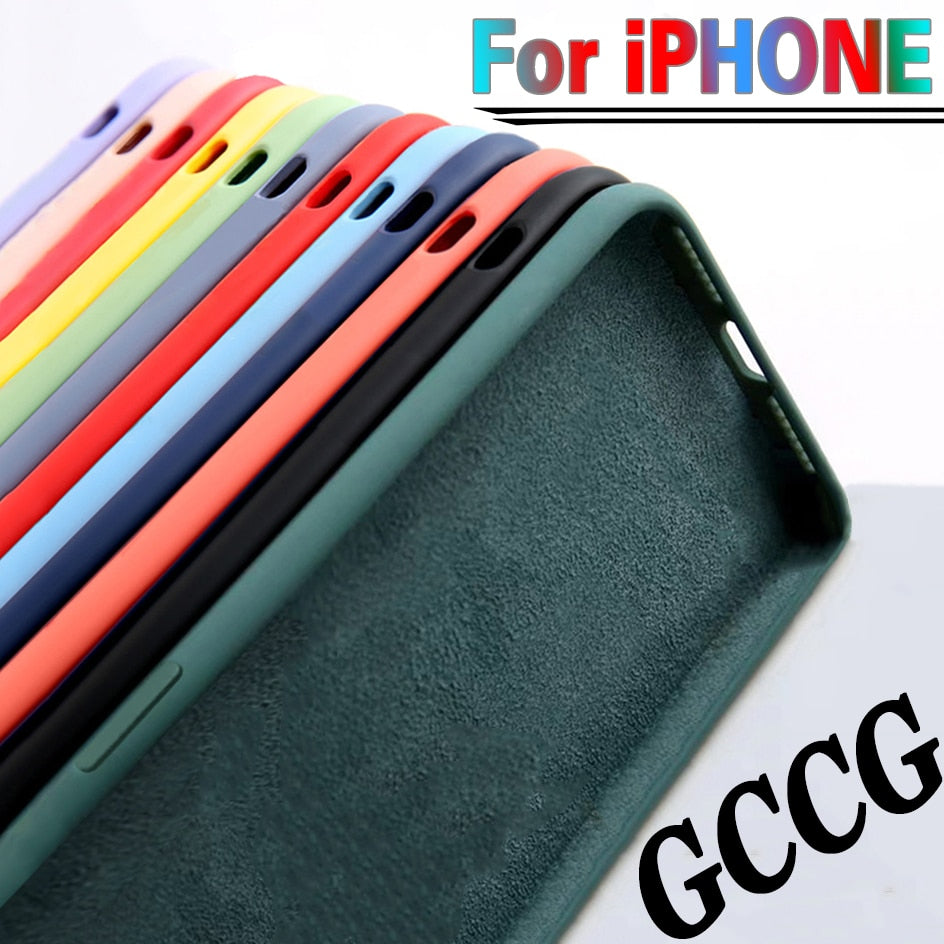 For iPhone 7 6 6S 8 Plus Case Luxury Original Liquid Silicone Soft Cover For iPhone 11 12 Pro X XR XS Max Shockproof Phone Case freeshipping - Best iPhone Cases Accessories
