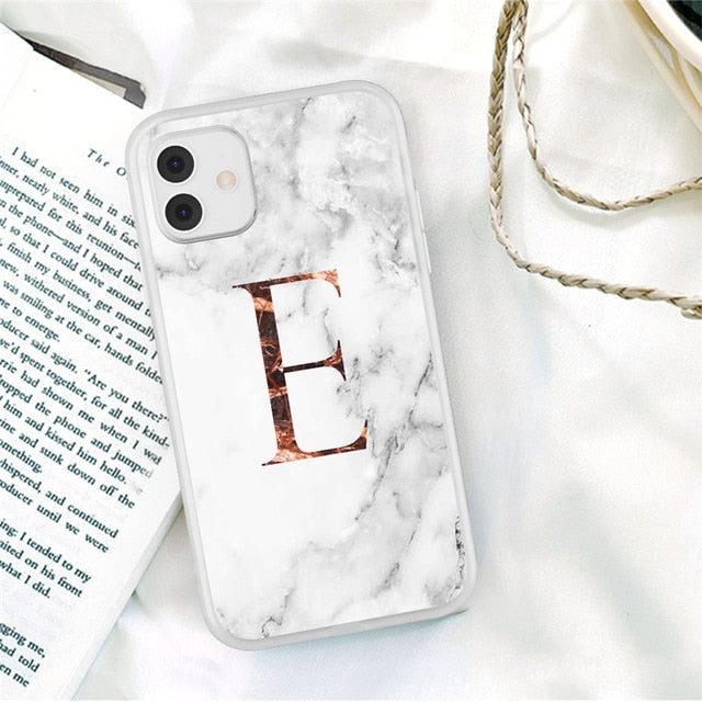 Matte Marble Phone Case For iPhone 11 Pro Max 7 8 Plus 12 Pro XS Max X XR XS Max 12 Mini Initial Letter A Z Crown Soft Coque freeshipping - Best iPhone Cases Accessories