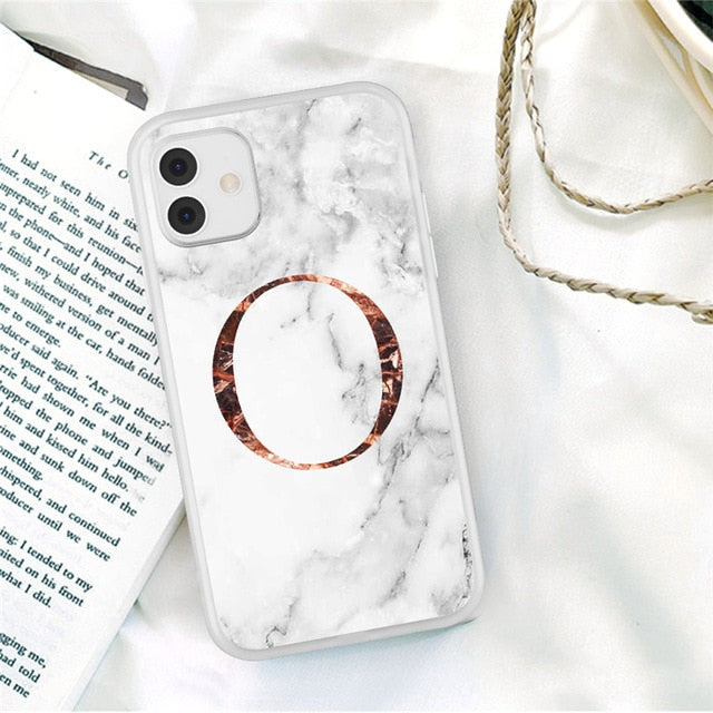 Matte Marble Phone Case For iPhone 11 Pro Max 7 8 Plus 12 Pro XS Max X XR XS Max 12 Mini Initial Letter A Z Crown Soft Coque freeshipping - Best iPhone Cases Accessories