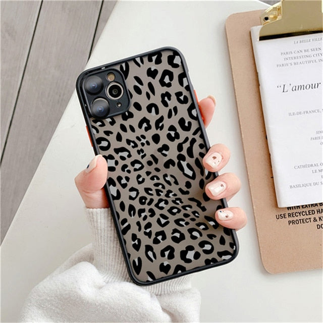 Fashion Leopard Pattern Matte Case For iPhone 12 11 Pro Max 7 8 Plus XS Max XR X 13 12 Mini SE 2020 Transparent Shockproof Cover freeshipping - Best iPhone Cases Accessories