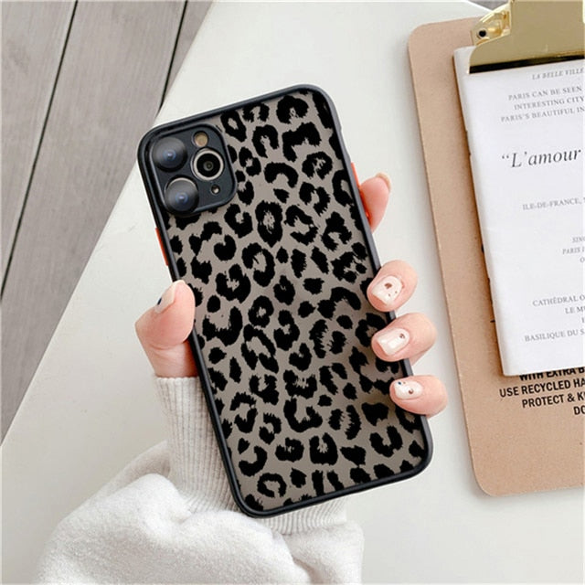 Fashion Leopard Pattern Matte Case For iPhone 12 11 Pro Max 7 8 Plus XS Max XR X 13 12 Mini SE 2020 Transparent Shockproof Cover freeshipping - Best iPhone Cases Accessories