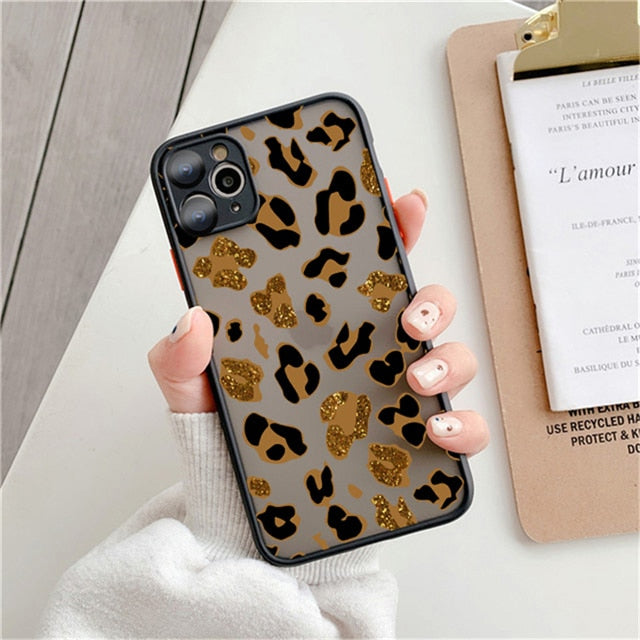 Fashion Leopard Pattern Matte Case For iPhone 12 11 Pro Max 7 8 Plus XS Max XR X 13 12 Mini SE 2020 Transparent Shockproof Cover freeshipping - Best iPhone Cases Accessories