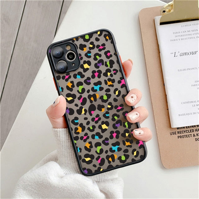Fashion Leopard Pattern Matte Case For iPhone 12 11 Pro Max 7 8 Plus XS Max XR X 13 12 Mini SE 2020 Transparent Shockproof Cover freeshipping - Best iPhone Cases Accessories